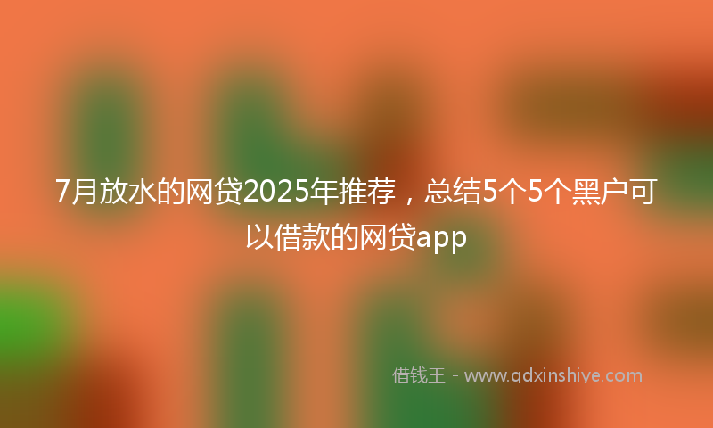 7月放水的网贷2025年推荐,总结5个5个黑户可以借款的网贷app