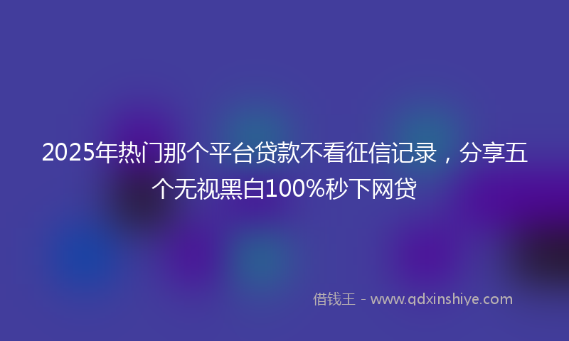 2025年热门那个平台贷款不看征信记录，分享五个无视黑白100%秒下网贷