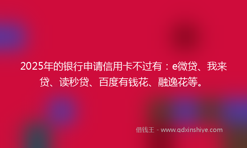 2025年的银行申请信用卡不过有：e微贷、我来贷、读秒贷、百度有钱花、融逸花等。