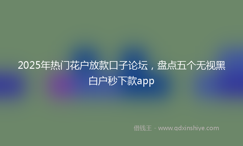 2025年热门花户放款口子论坛，盘点五个无视黑白户秒下款app