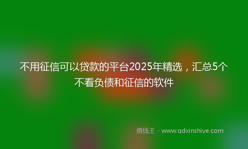 不用征信可以贷款的平台2025年精选，汇总5个不看负债和征信的软件
