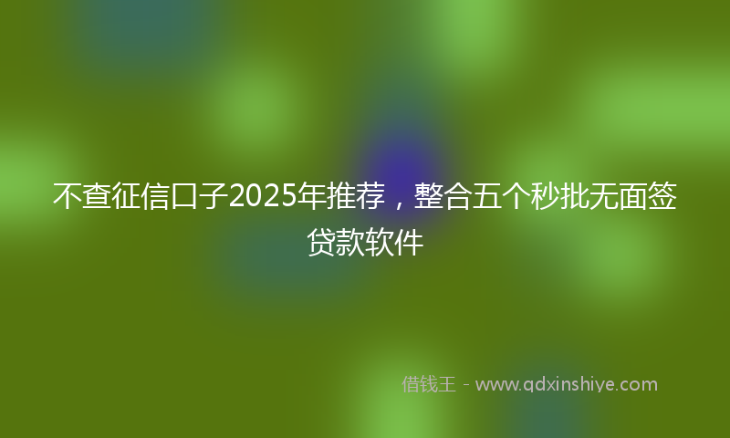不查征信口子2025年推荐，整合五个秒批无面签贷款软件