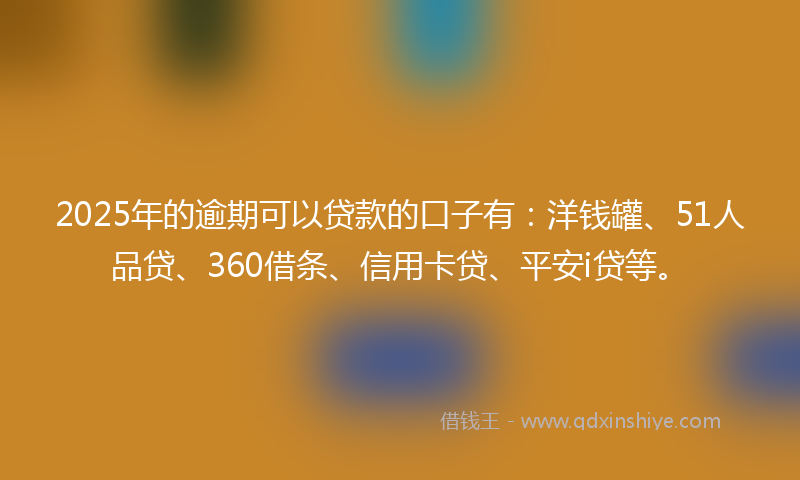 2025年的逾期可以贷款的口子有：洋钱罐、51人品贷、360借条、信用卡贷、平安i贷等。