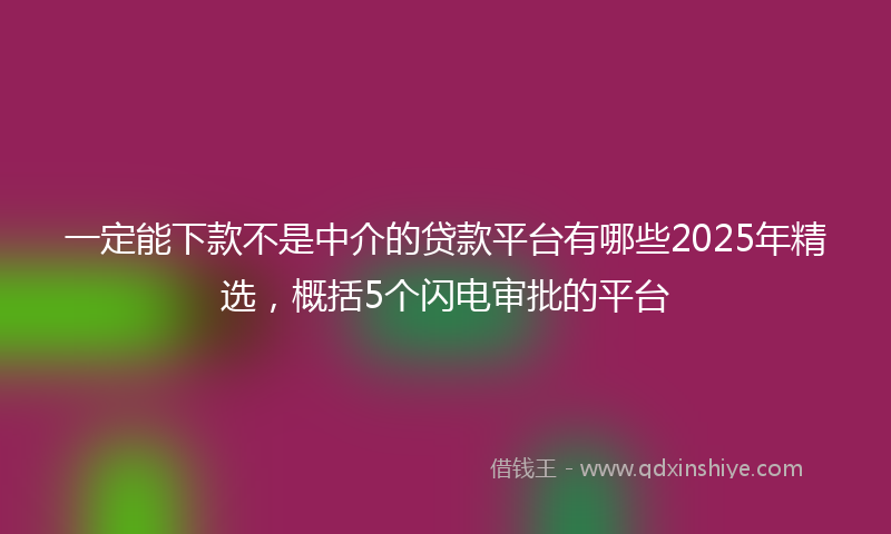 一定能下款不是中介的贷款平台有哪些2025年精选，概括5个闪电审批的平台