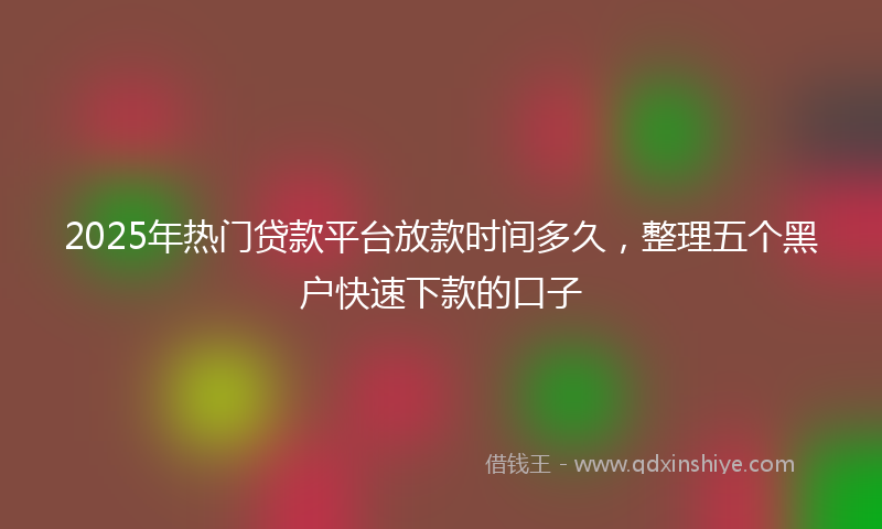 2025年热门贷款平台放款时间多久，整理五个黑户快速下款的口子