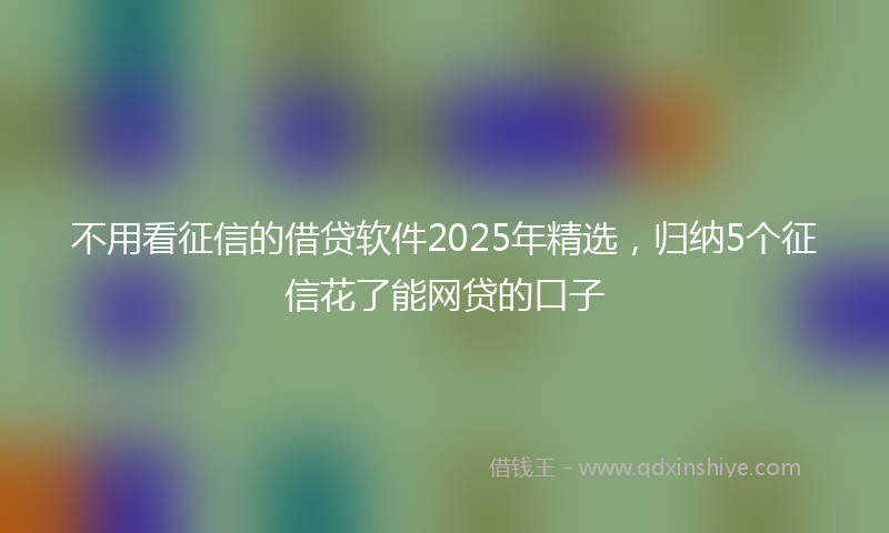 不用看征信的借贷软件2025年精选，归纳5个征信花了能网贷的口子