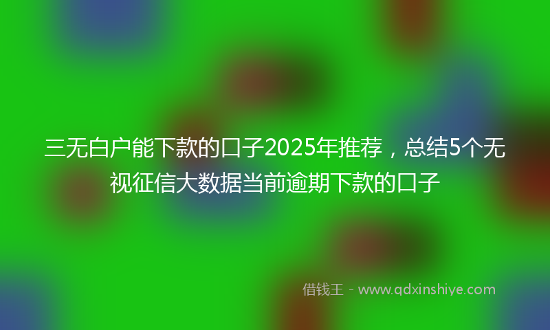 三无白户能下款的口子2025年推荐，总结5个无视征信大数据当前逾期下款的口子