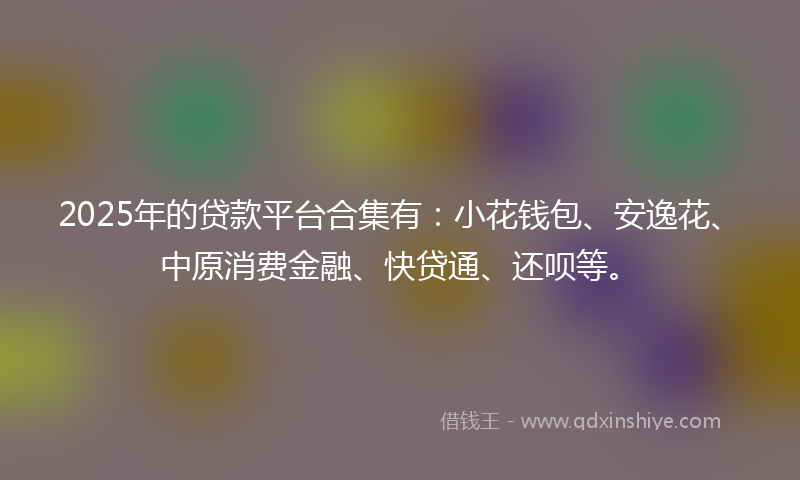 2025年的贷款平台合集有：小花钱包、安逸花、中原消费金融、快贷通、还呗等。