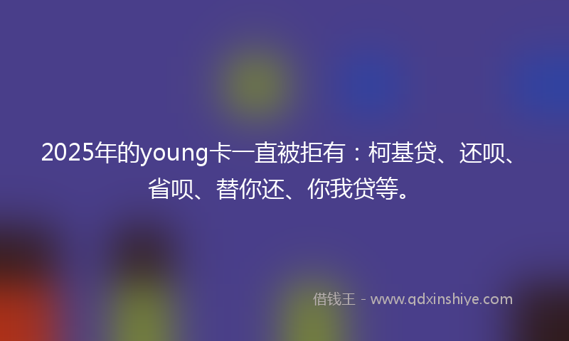 2025年的young卡一直被拒有:柯基贷、还呗、省呗、替你还、你我贷等。