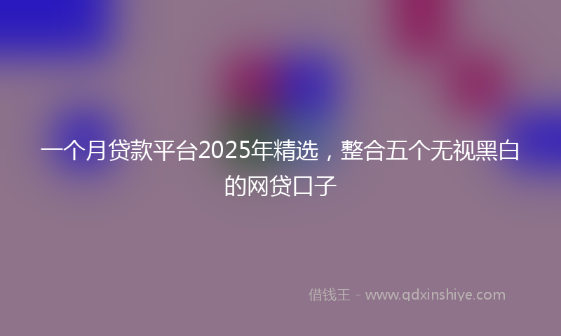 一个月贷款平台2025年精选，整合五个无视黑白的网贷口子