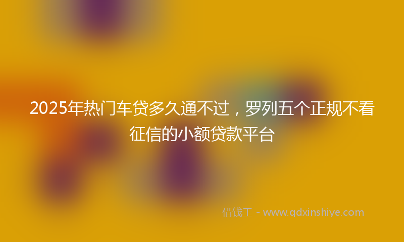 2025年热门车贷多久通不过，罗列五个正规不看征信的小额贷款平台