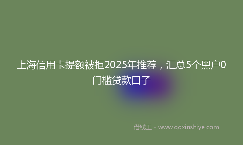 上海信用卡提额被拒2025年推荐，汇总5个黑户0门槛贷款口子