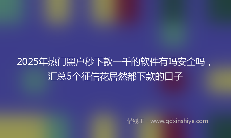 2025年热门黑户秒下款一千的软件有吗安全吗,汇总5个征信花居然都下款的口子