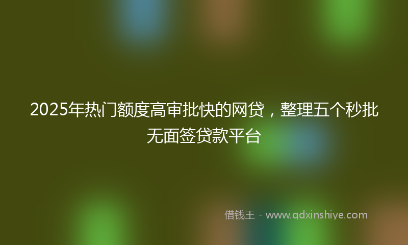 2025年热门额度高审批快的网贷,整理五个秒批无面签贷款平台