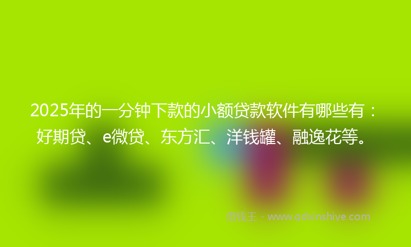 2025年的一分钟下款的小额贷款软件有哪些有：好期贷、e微贷、东方汇、洋钱罐、融逸花等。
