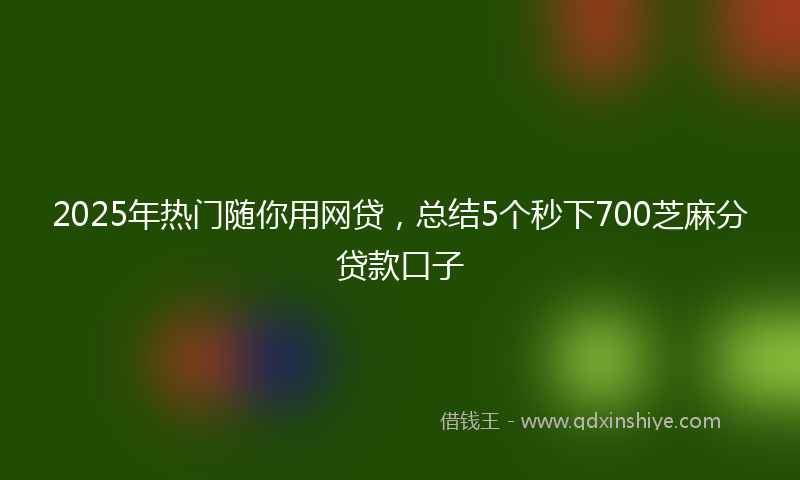 2025年热门随你用网贷，总结5个秒下700芝麻分贷款口子