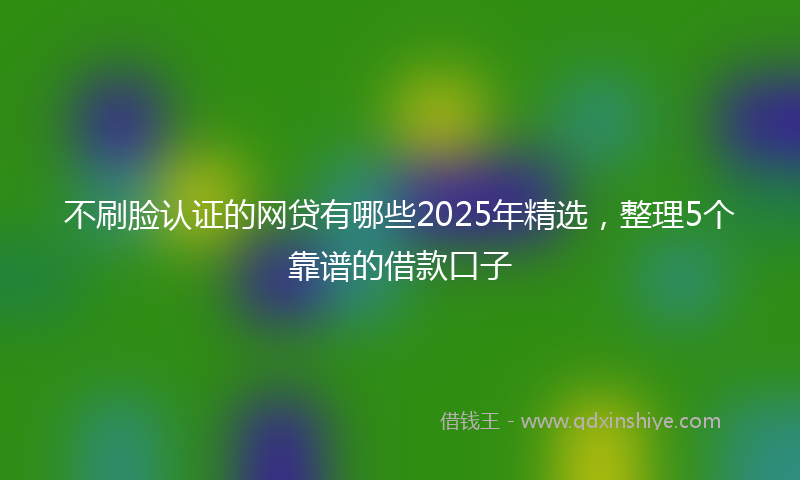 不刷脸认证的网贷有哪些2025年精选，整理5个靠谱的借款口子