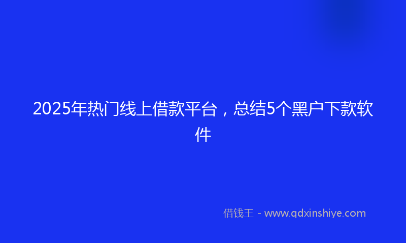 2025年热门线上借款平台，总结5个黑户下款软件