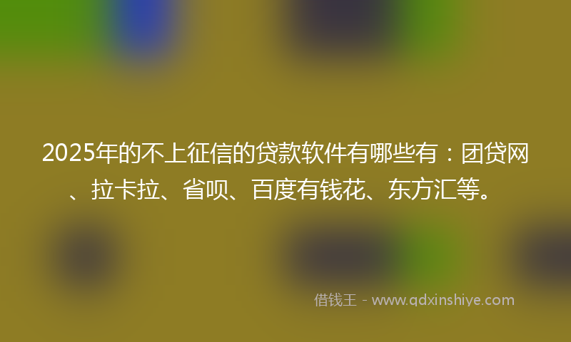 2025年的不上征信的贷款软件有哪些有：团贷网、拉卡拉、省呗、百度有钱花、东方汇等。