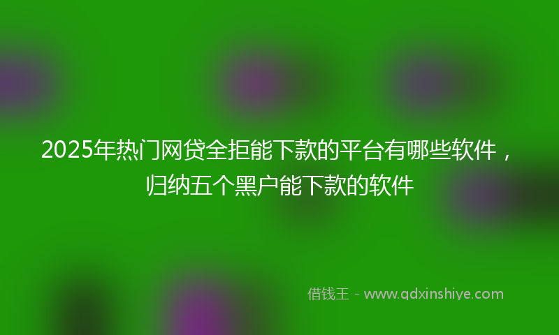 2025年热门网贷全拒能下款的平台有哪些软件，归纳五个黑户能下款的软件