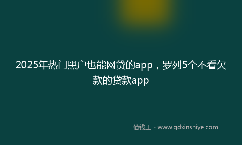 2025年热门黑户也能网贷的app，罗列5个不看欠款的贷款app