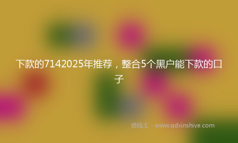 下款的7142025年推荐，整合5个黑户能下款的口子