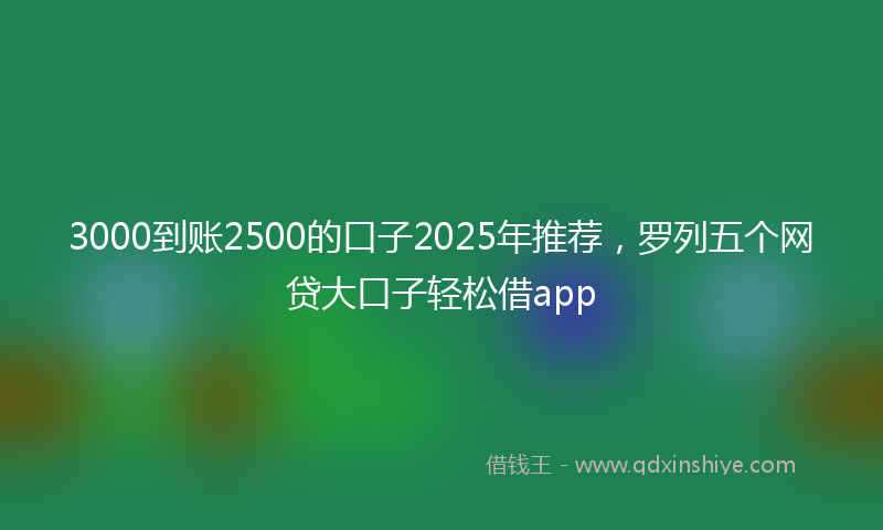 3000到账2500的口子2025年推荐，罗列五个网贷大口子轻松借app