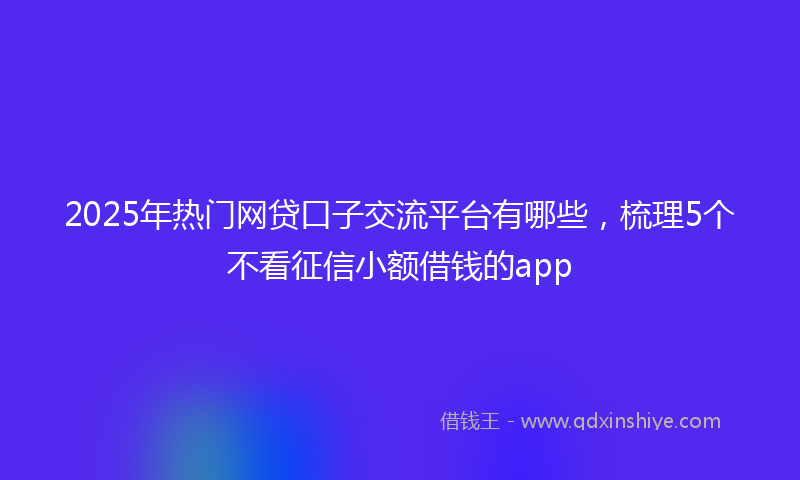 2025年热门网贷口子交流平台有哪些，梳理5个不看征信小额借钱的app