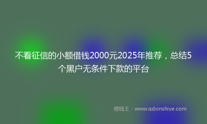不看征信的小额借钱2000元2025年推荐，总结5个黑户无条件下款的平台