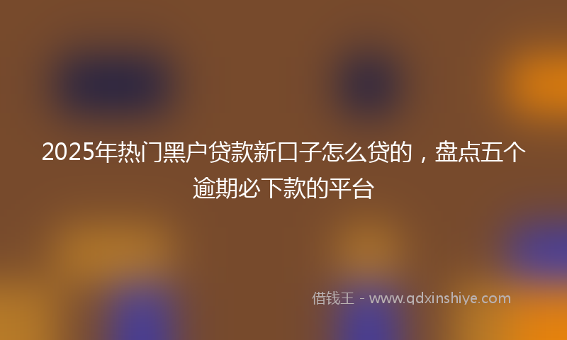 2025年热门黑户贷款新口子怎么贷的，盘点五个逾期必下款的平台