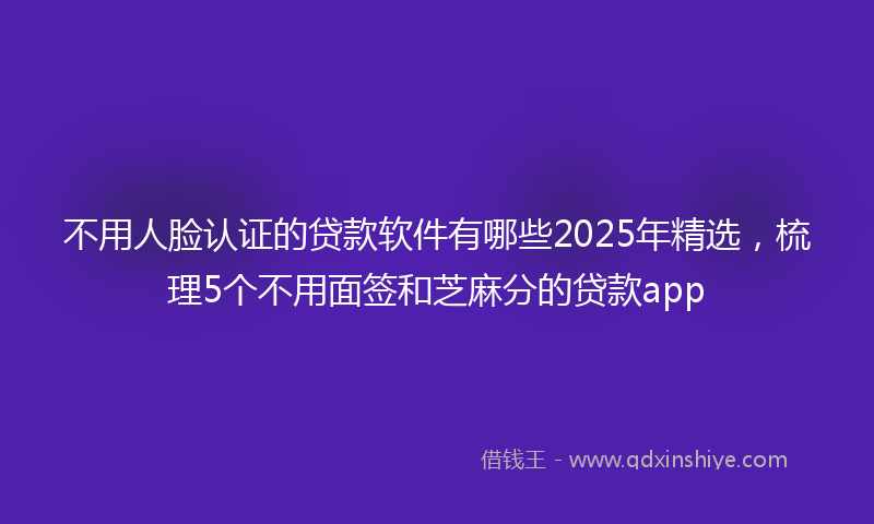 不用人脸认证的贷款软件有哪些2025年精选，梳理5个不用面签和芝麻分的贷款app