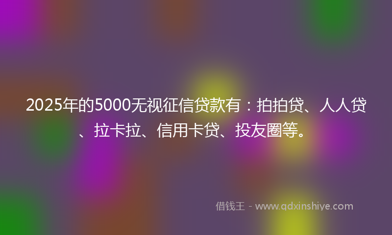 2025年的5000无视征信贷款有：拍拍贷、人人贷、拉卡拉、信用卡贷、投友圈等。