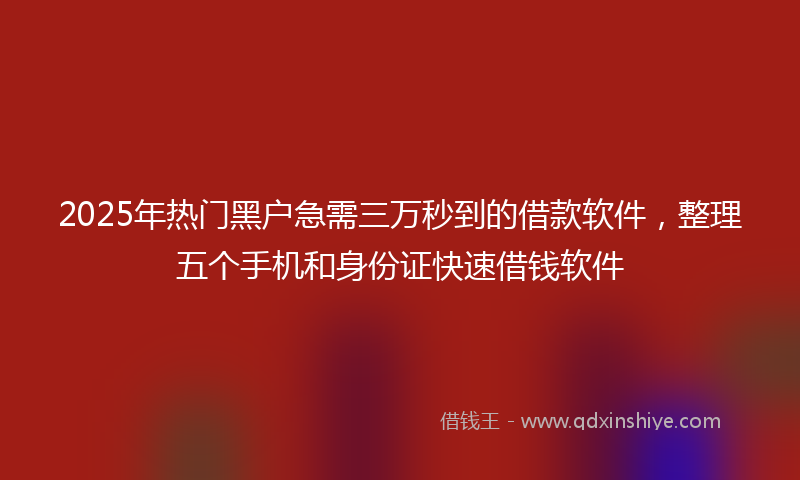 2025年热门黑户急需三万秒到的借款软件，整理五个手机和身份证快速借钱软件