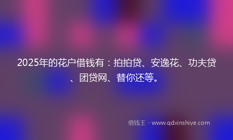 2025年的花户借钱有：拍拍贷、安逸花、功夫贷、团贷网、替你还等。