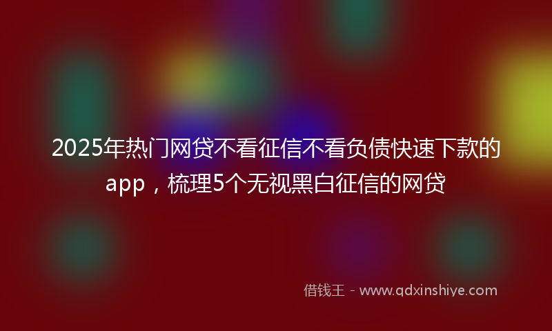 2025年热门网贷不看征信不看负债快速下款的app,梳理5个无视黑白征信的网贷