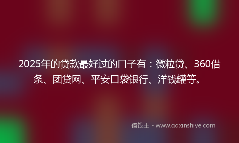 2025年的贷款最好过的口子有：微粒贷、360借条、团贷网、平安口袋银行、洋钱罐等。