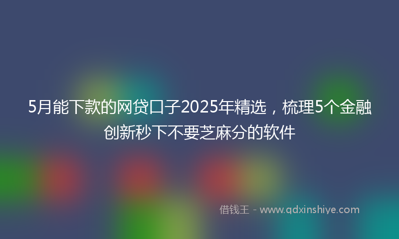 5月能下款的网贷口子2025年精选，梳理5个金融创新秒下不要芝麻分的软件
