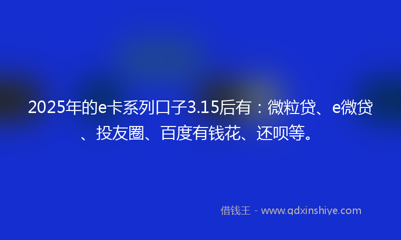 2025年的e卡系列口子3.15后有：微粒贷、e微贷、投友圈、百度有钱花、还呗等。