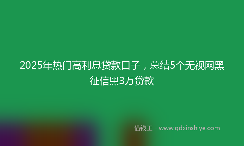 2025年热门高利息贷款口子，总结5个无视网黑征信黑3万贷款