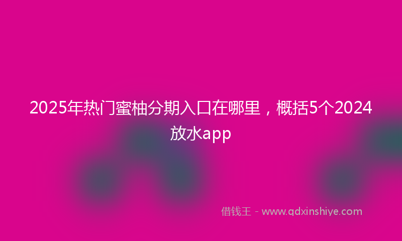2025年热门蜜柚分期入口在哪里，概括5个2024放水app