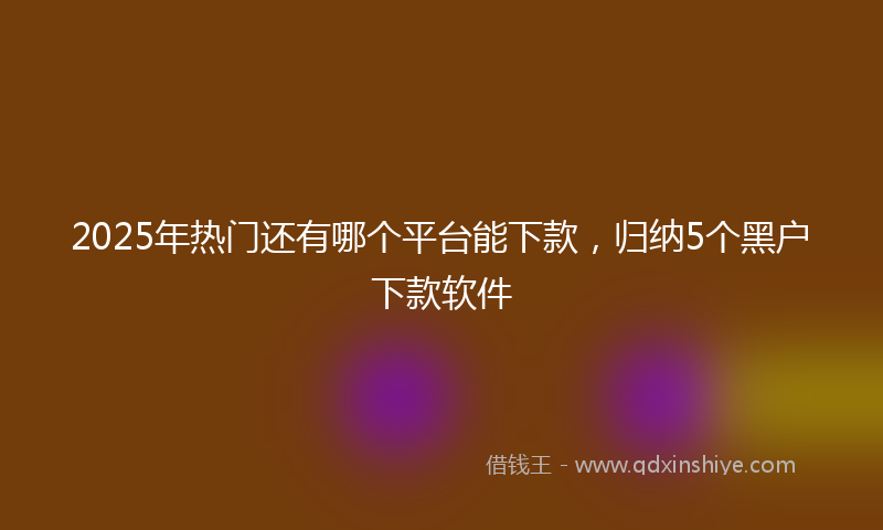 2025年热门还有哪个平台能下款，归纳5个黑户下款软件
