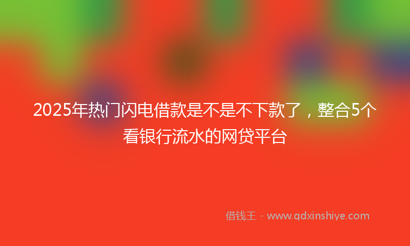 2025年热门闪电借款是不是不下款了，整合5个看银行流水的网贷平台