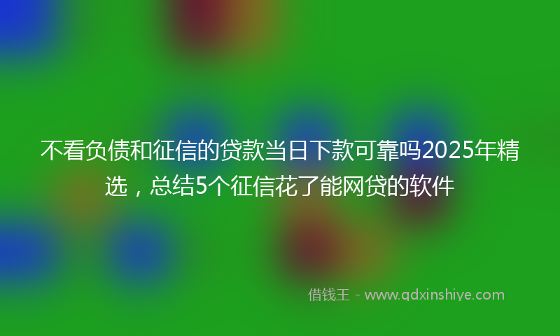 不看负债和征信的贷款当日下款可靠吗2025年精选，总结5个征信花了能网贷的软件