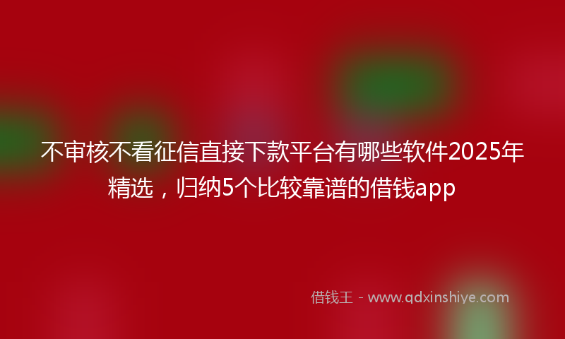 不审核不看征信直接下款平台有哪些软件2025年精选，归纳5个比较靠谱的借钱app