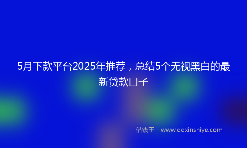 5月下款平台2025年推荐，总结5个无视黑白的最新贷款口子