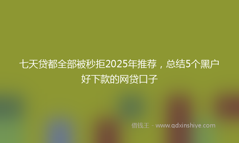 七天贷都全部被秒拒2025年推荐，总结5个黑户好下款的网贷口子