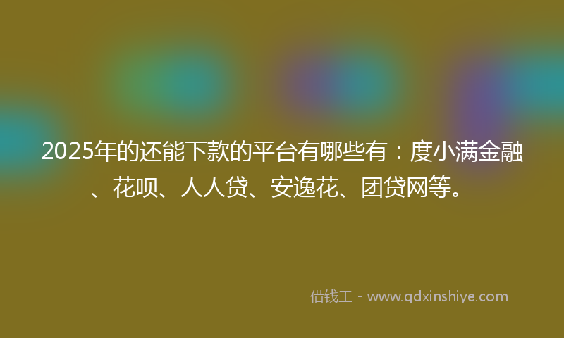 2025年的还能下款的平台有哪些有：度小满金融、花呗、人人贷、安逸花、团贷网等。