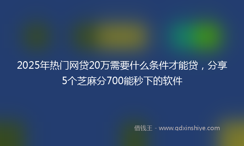 2025年热门网贷20万需要什么条件才能贷，分享5个芝麻分700能秒下的软件