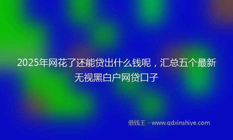 2025年网花了还能贷出什么钱呢，汇总五个最新无视黑白户网贷口子