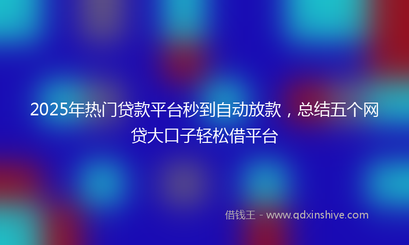 2025年热门贷款平台秒到自动放款，总结五个网贷大口子轻松借平台